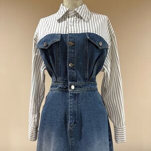 NWT Dress “ELSA.M by may” Blue White Denim 
Maxi Dress Size M